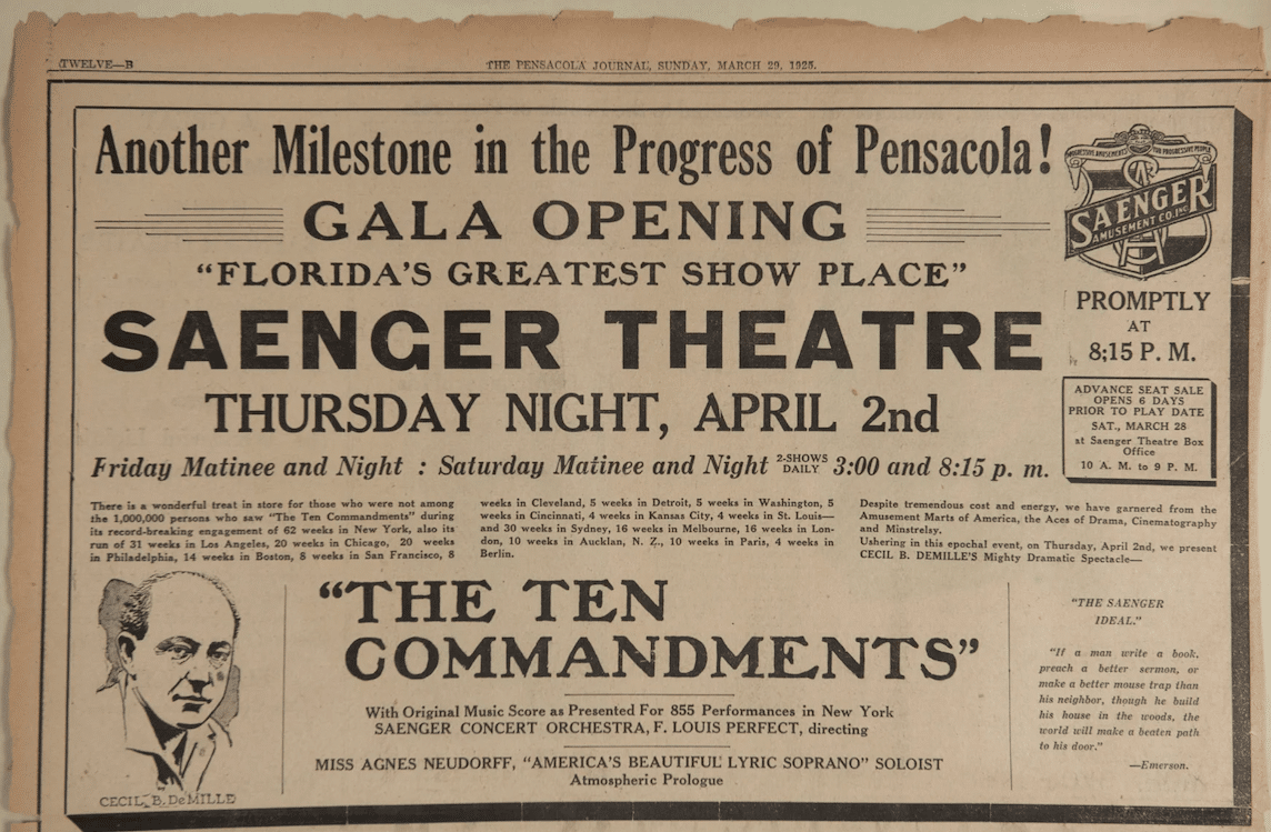 Saenger Theatre Pensacola to celebrate 100 years with events honoring its rich history